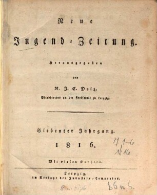 Neue Jugendzeitung. 7,Jan./Juni. 1816
