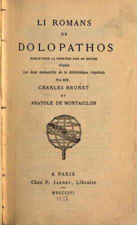 Li romans de Dolopathos : Publ. pour la première fois en entier d'après Les deux manuscrits de la Bibliothèque Impériale