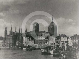 Stadtansicht Danzig mit Fischmarkt, Johannis- und Marienkirche