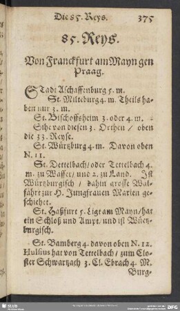 85. Reys. Von Franckfurt am Mayn gen Praag