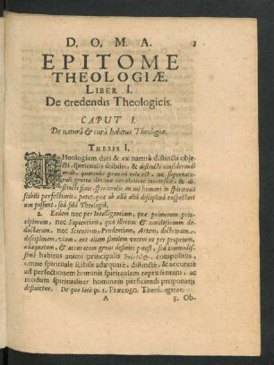 Caput I. De natura & cura habitus Theologiae.