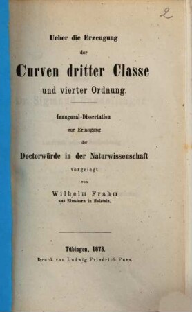 Über die Erzeugung der Curven dritter Classe und vierter Ordnung : Inaug. - Diss.