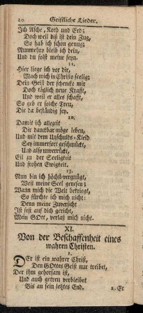 XI. Von der Beschaffenheit eines wahren Christen.