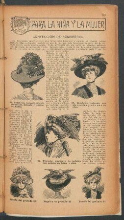 Confección de sombreros : Para la niña y la mujer