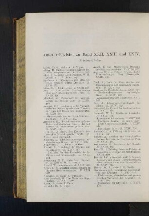 Autoren-Register zu Band XXII, XXIII und XXIV.