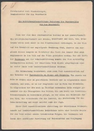 Die betriebswirtschaftliche Bedeutung des Bauernwaldes für den Bauernhof