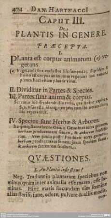 Caput III. De Plantis in Genere.