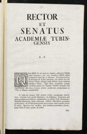 Rector Et Senatus Academiae Tubingensis L. S.
