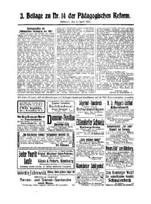 Sonntagsausflüge der Pädagogischen Vereinigung von 1905 : 3. Beilage zu Nr. 14 der Pädagogischen Reform