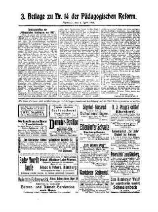 Sonntagsausflüge der Pädagogischen Vereinigung von 1905 : 3. Beilage zu Nr. 14 der Pädagogischen Reform