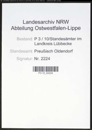 Heiratsregister Standesamt Preußisch Oldendorf