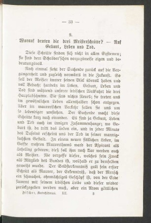 9. Worauf deuten die drei Meisterschritte?