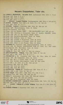 Neuere Doppeltaler, Taler etc. (Nr. 1385-1492)