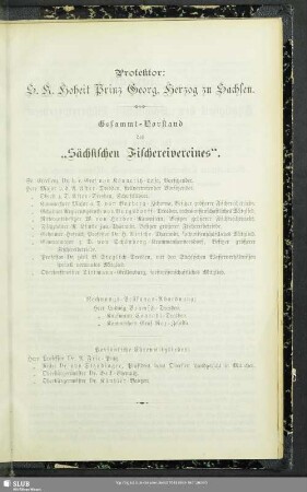 Gesammt-Vorstand des "Sächsischen Fischereivereines"