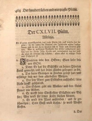 Der CXLVII. Psalm. Alleluja.