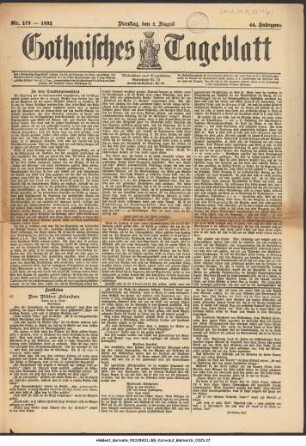 Gothaisches Tageblatt ; 44. Jahrgang (1892): Gothaisches Tageblatt