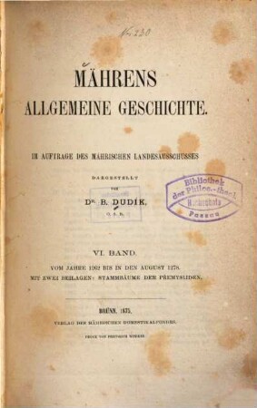 Mährens allgemeine Geschichte, 6. Vom Jahre 1262 bis in den August 1278
