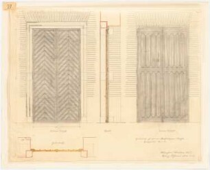 Katholische Kirche: Hauptportal: Grundriss, Ansichten, Schnitt 1:10