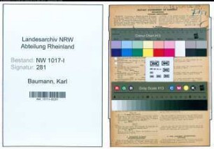Entnazifizierung Karl Baumann , geb. 13.02.1905 (Gelderheber)