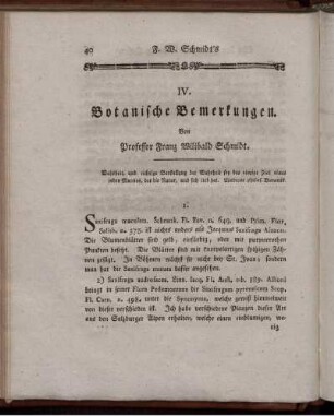 IV. Botanische Bemerkungen.
