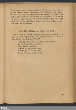 Ein Wohltäter in schwerer Zeit