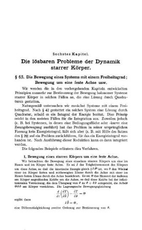 Sechstes Kapitel. Die lösbaren Probleme der Dynamik starrer Körper.