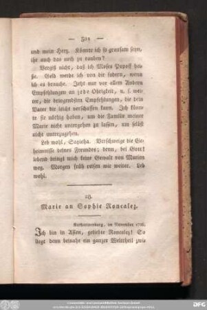 28. Marie an Sophie Roncalez. Katharinenburg, im November 1726.