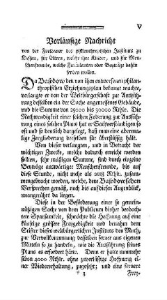Vorläufige Nachricht von der Fortdauer des philanthropischen Instituts zu Dessau