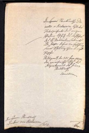 Handschriftliches Schriftstück aus Akte Kielmeyer