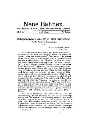 Schopenhauers Ansichten über Erziehung