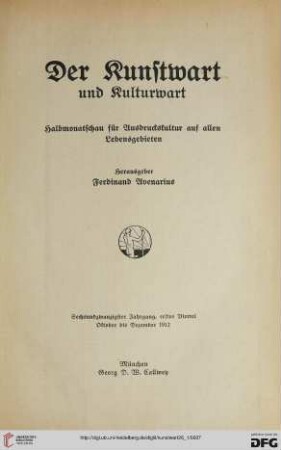 26,1: Kunstwart und Kulturwart