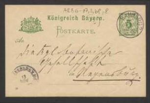 Brief von August Vill an Regensburgische Botanische Gesellschaft