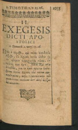 II. Exegesis Dicti Apostolici. - V. Exegesis.