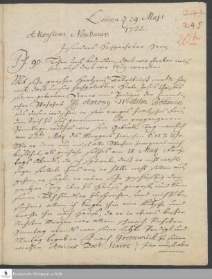 Brief von David Titzschkau an Georg Heinrich Neubauer.