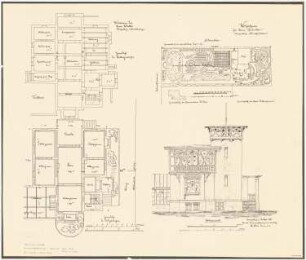 Wohnhaus Sobotta, Berlin-Tempelhof: Lageplan, Grundrisse KG, EG, Vorderansicht 1:100