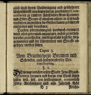 Caput 3. Vom Brandtewein-Brennen und Schencken, auch dessen bey derley Vertrancksteurung.