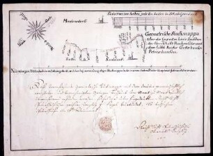 Geometrische "Stuckmappa" über die Grenzlinie zwischen der Herrschaft Hohenfels und dem Reichsgotteshaus Petershausen