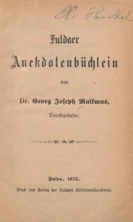 Fuldaer Anekdotenbüchlein