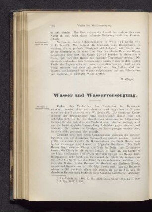 Wasser und Wasserversorgung