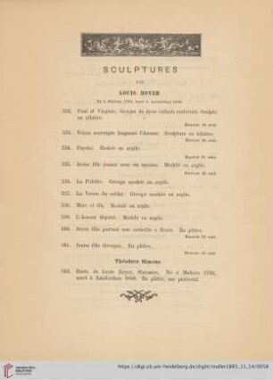 Sculptures (Nr. 332 - 342)