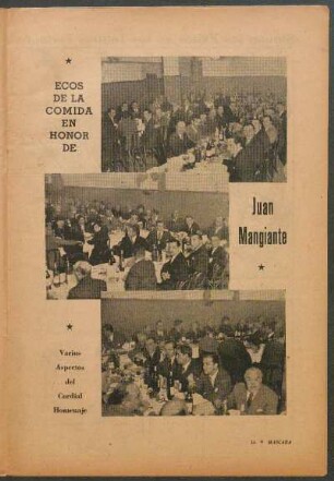 Ecos de la Comida en honor de Juan Mangiante [Fotografías] : Varios Aspectos del Cordial Homenaje