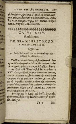 Caput XXIV. & ultimum. De Gradibus Et Honoribus Academicis.