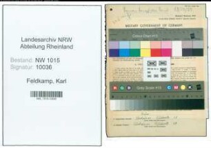 Entnazifizierung Karl Feldkamp , geb. 21.09.1908 (Bueroangestellter)