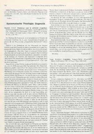 304-306 [Rezension] Leuze, Reinhard, Gotteslehre