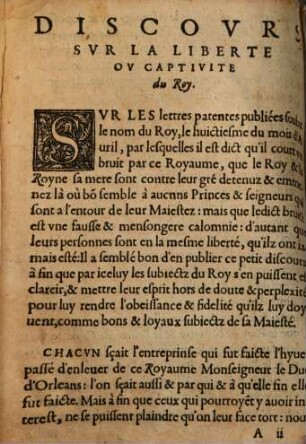 Discovrs Svr La Liberté Ov Captivité Dv Roy
