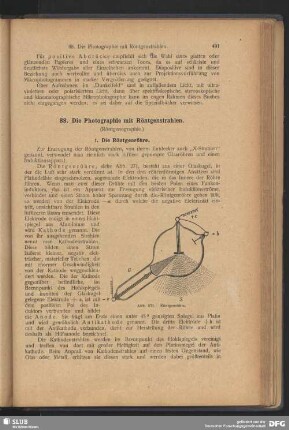 88. Die Photographie mit Röntgenstrahlen (Röntgenographie)