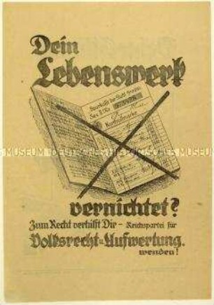 Aufruf der Volksrechtpartei zur sächsischen Landtagswahl 1926