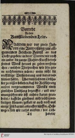 Vorrede an den kunstliebenden Leser