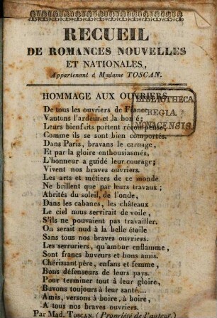 Recueil de romances nouvelles et nationales