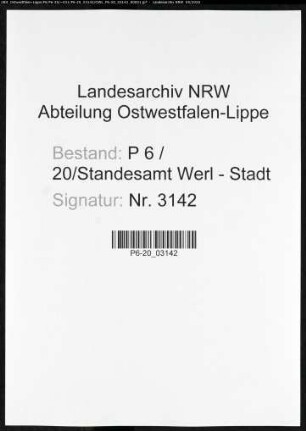 Sterberegister Standesamt Werl